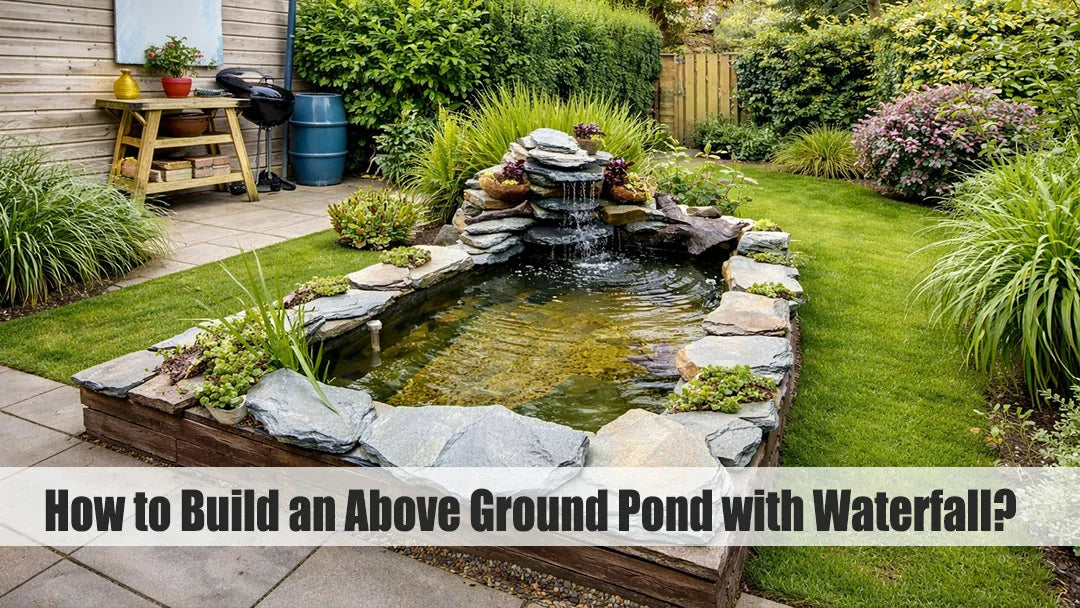 above ground pond with waterfall