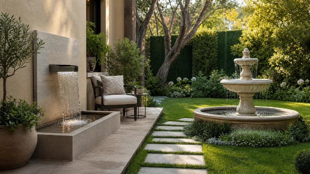 wall fountain vs freestanding fountain