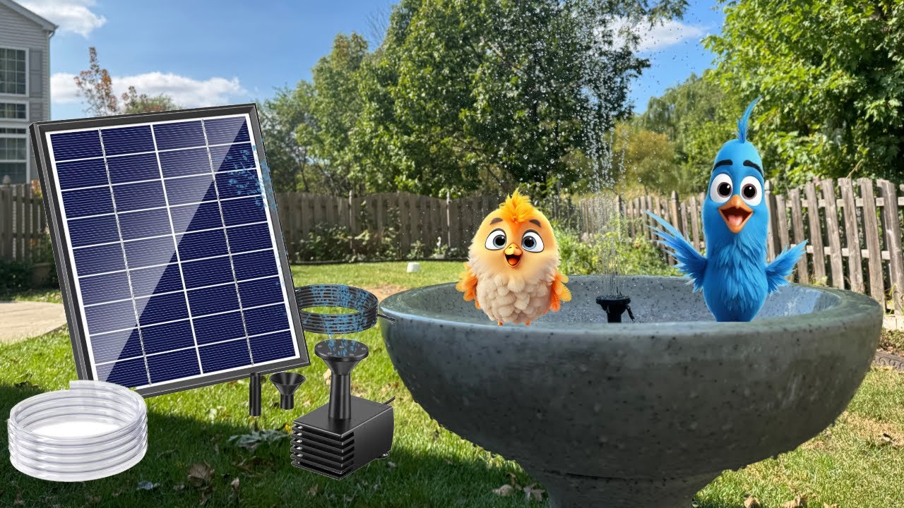 DIY Upgrading our Bird Bath with a $20 Solar Water Fountain