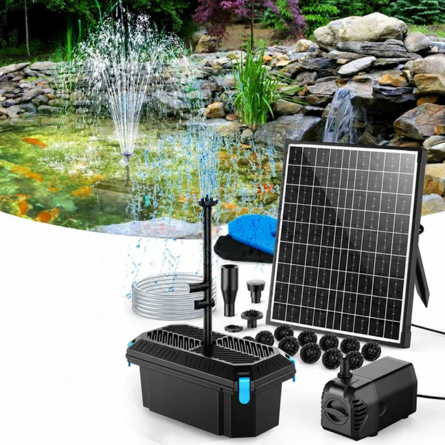 POPOSOAP 20W Solar Pond Filter and Fountain Kit