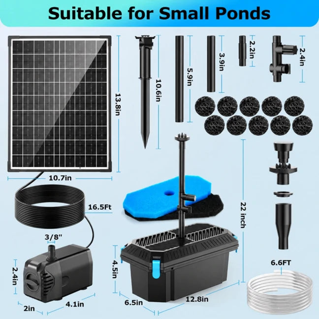 SPF326 20W 280GPH Solar Pond Filter Fountain