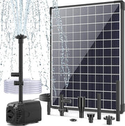 25W Solar Water Fountain Pump - 410GPH Adjustable Flow, 4 Sprayers