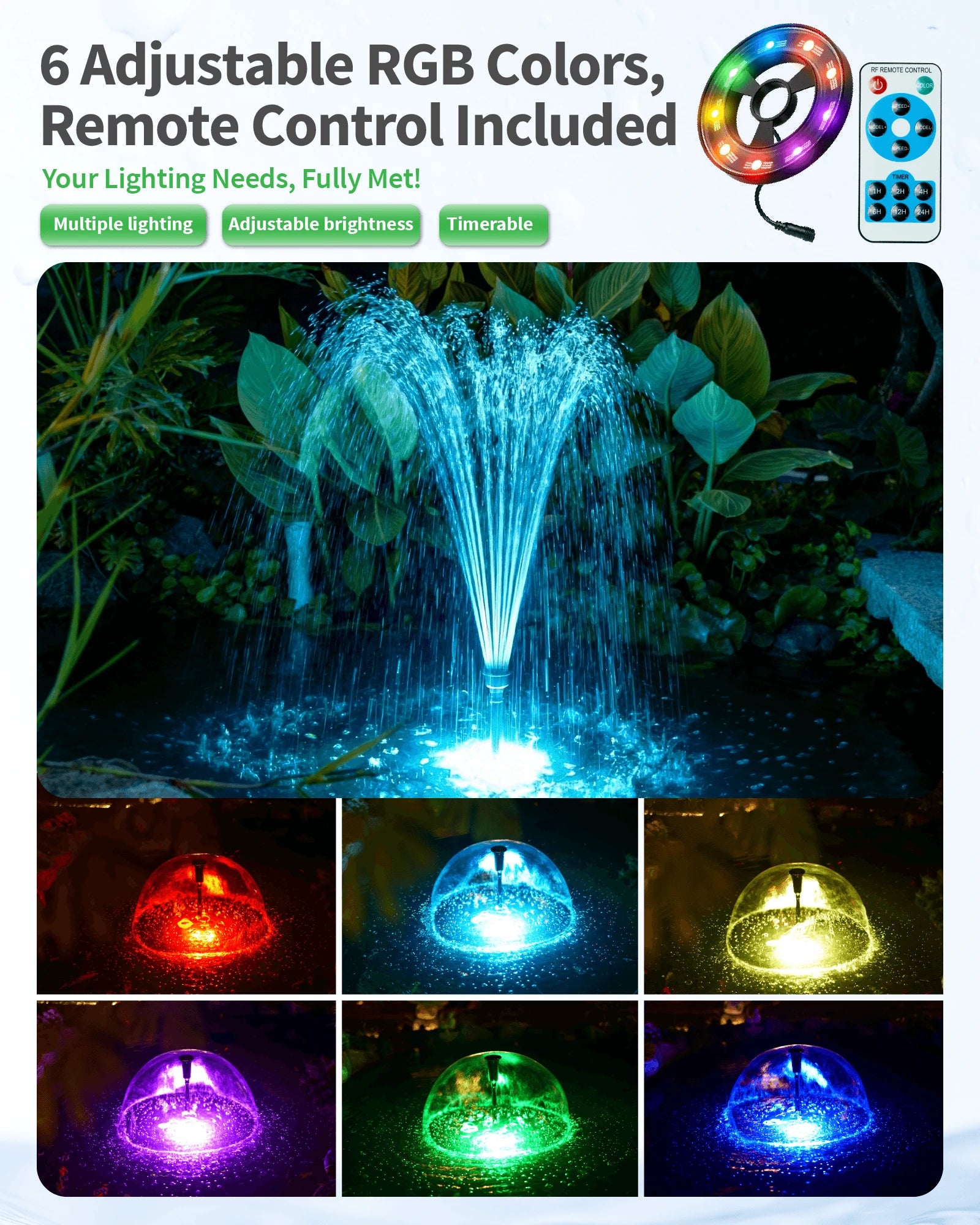 SPF300 40W 660GPH AC Pond Filter Fountain with Light