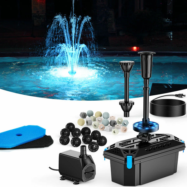 PF326 660GPH Pond Filter Fountain with Light