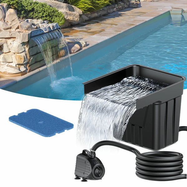 1200GPH Electric Waterfall Pump Kit with 12.6"x11" Spillway