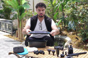 The Poposoap solar fountain pump and filter kits is placed in the center.