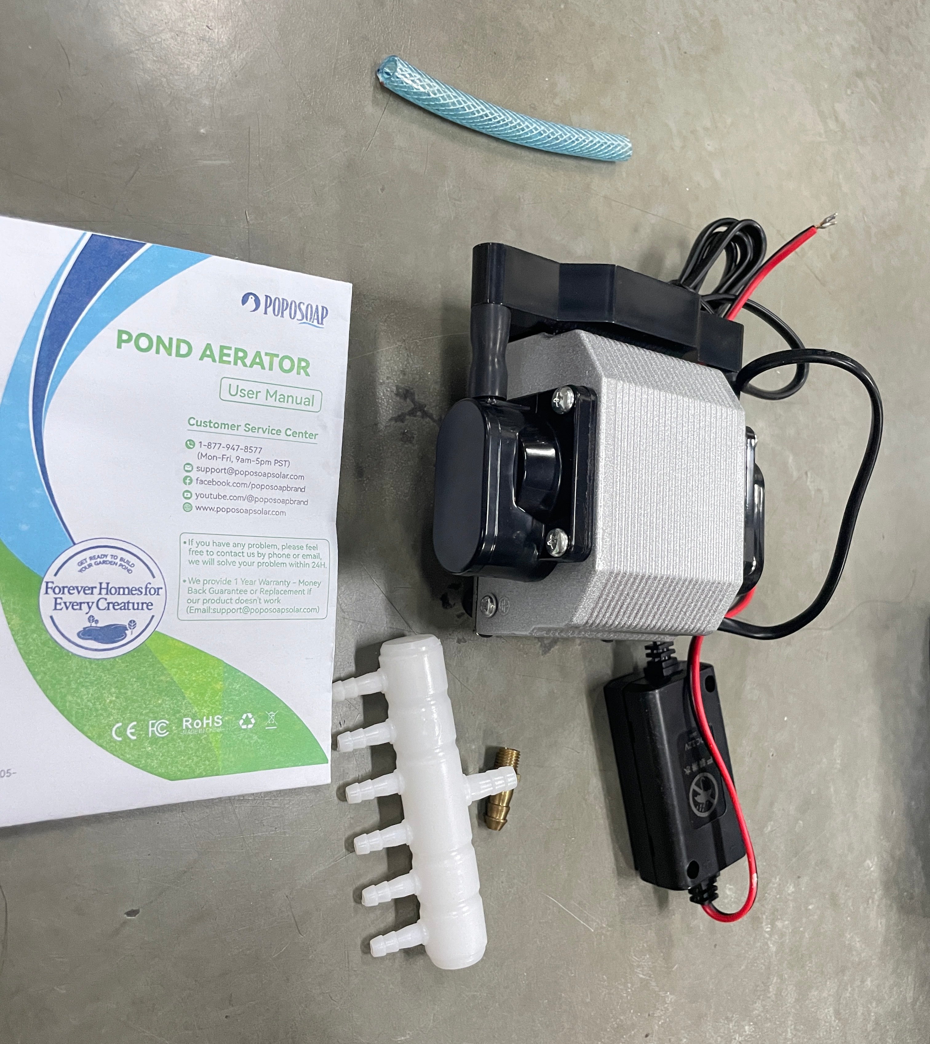 Poposoap Pond Aerator – 15W Solar Oxygen Pump for Outdoor Fish Ponds