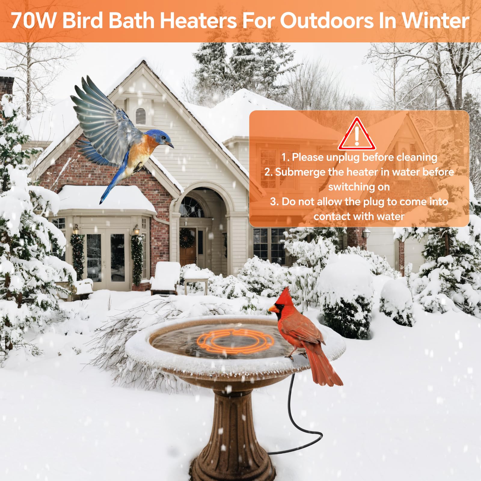 70W AC Bird Bath Heater Fountain