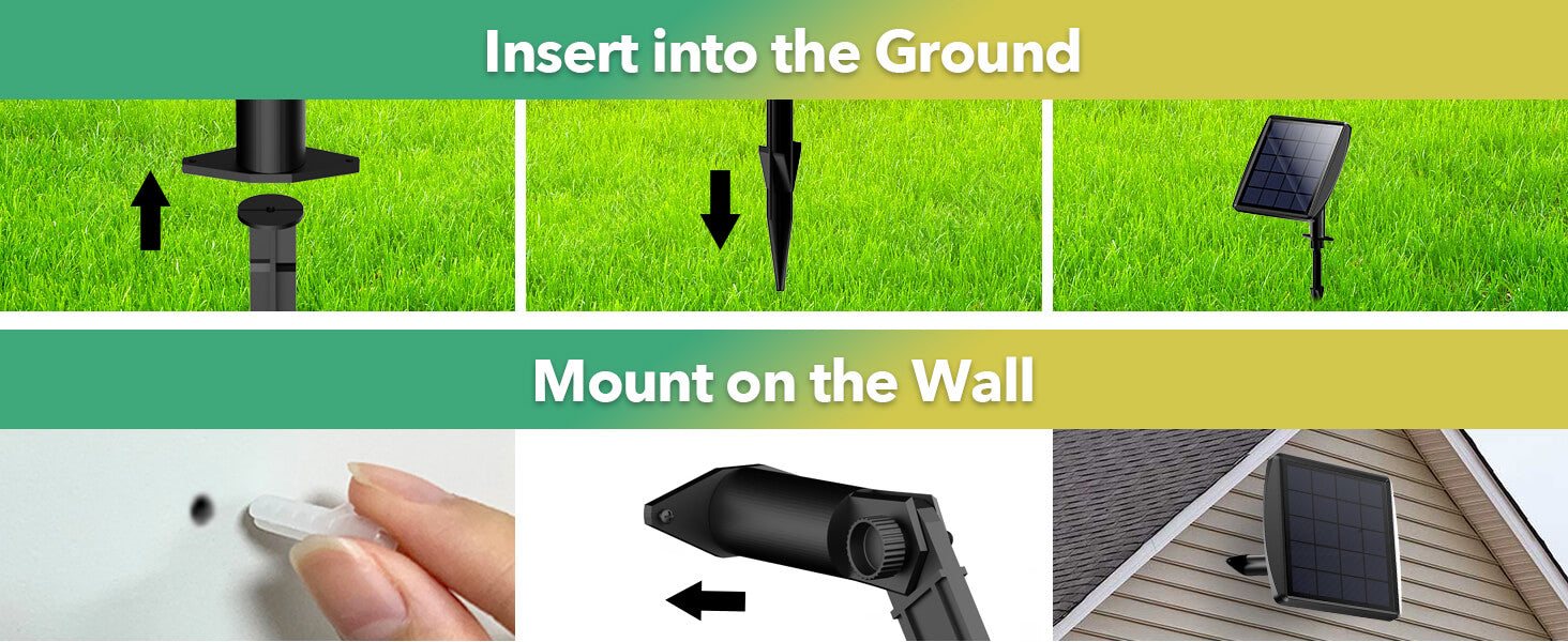 Two Installation Options: Ground Stake or Wall Mount