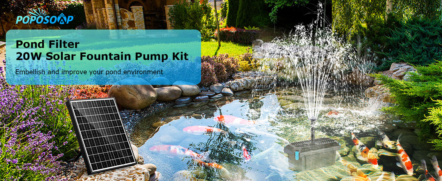 P3203 20W 280GPH Solar Pond Filter Fountain