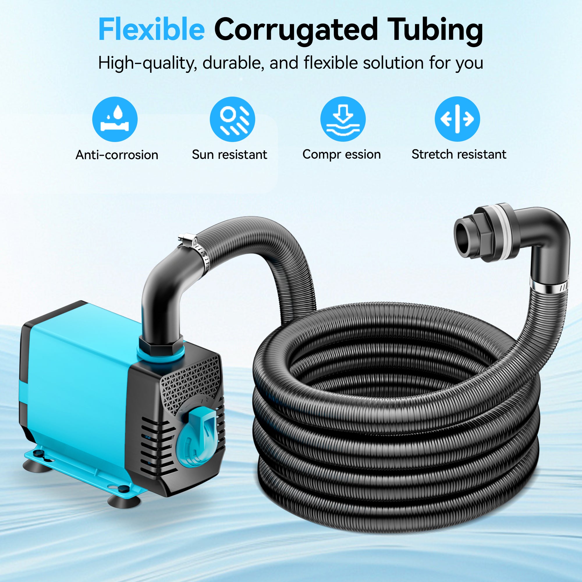 40W 660GPH Electric Waterfall Pump Kit with 12"x13.4" Spillway