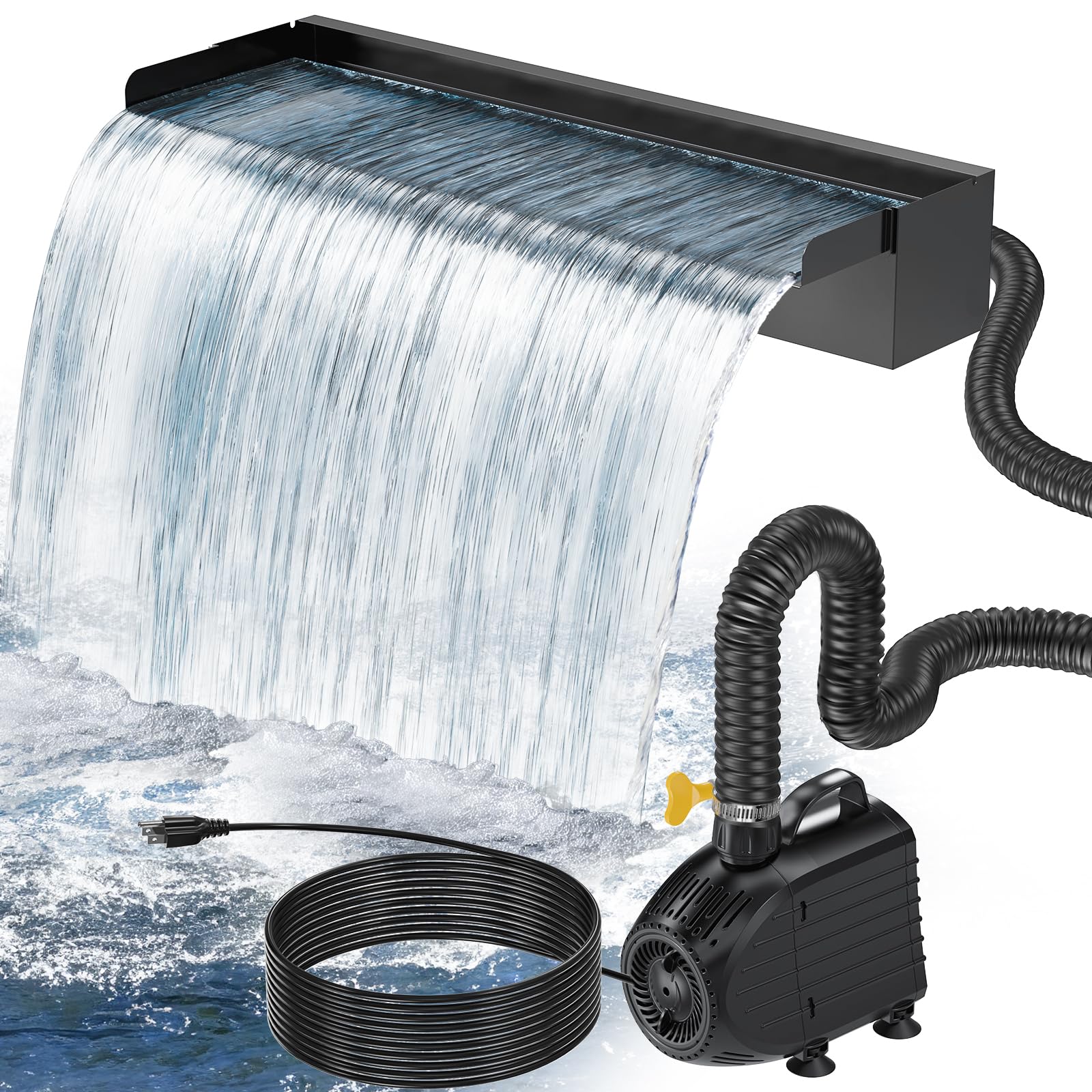 80W 1200GPH Electric Waterfall Pump Kit with 24"x4.3" Spillway
