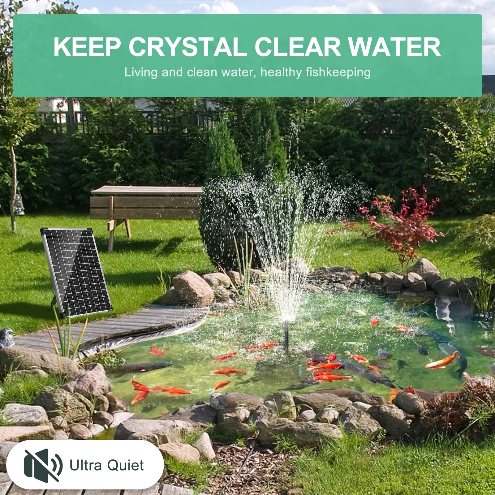 P3202 20W 280GPH Solar Pond Filter Fountain