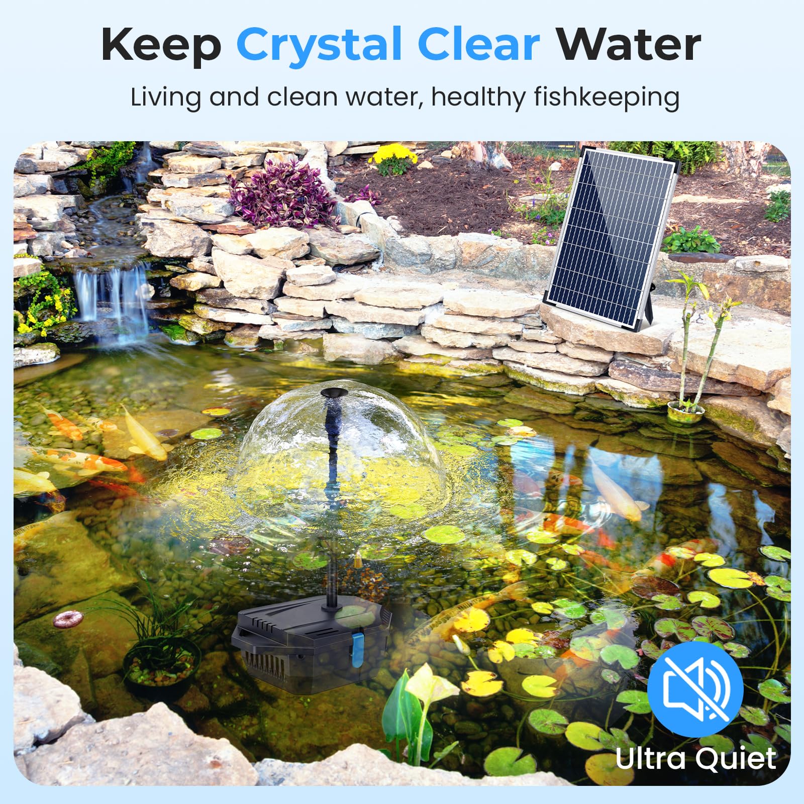 P3122 12W 160GPH Solar Pond Filter Fountain