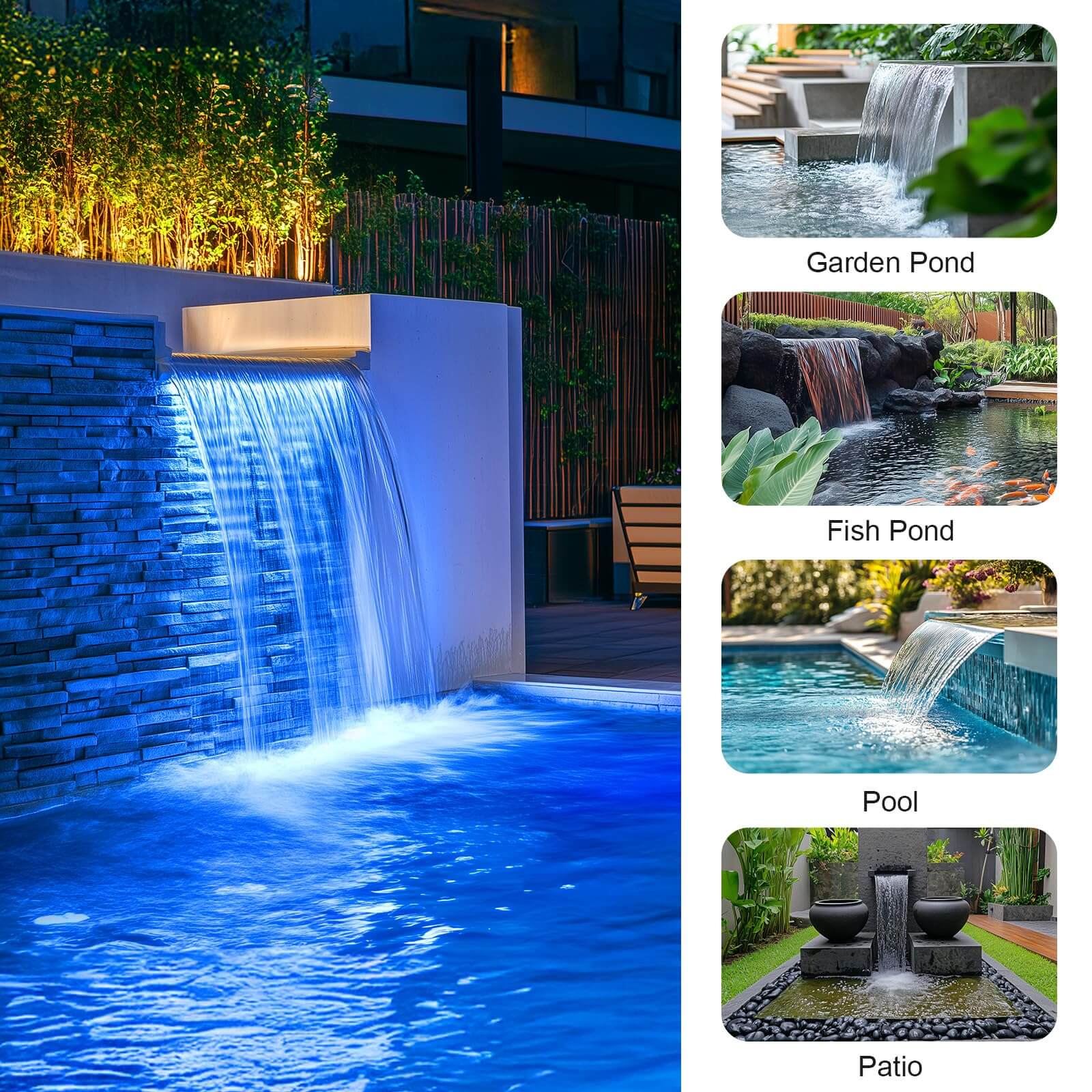 pond waterfall with lights,waterfall kits with pond,waterfall kit for pond