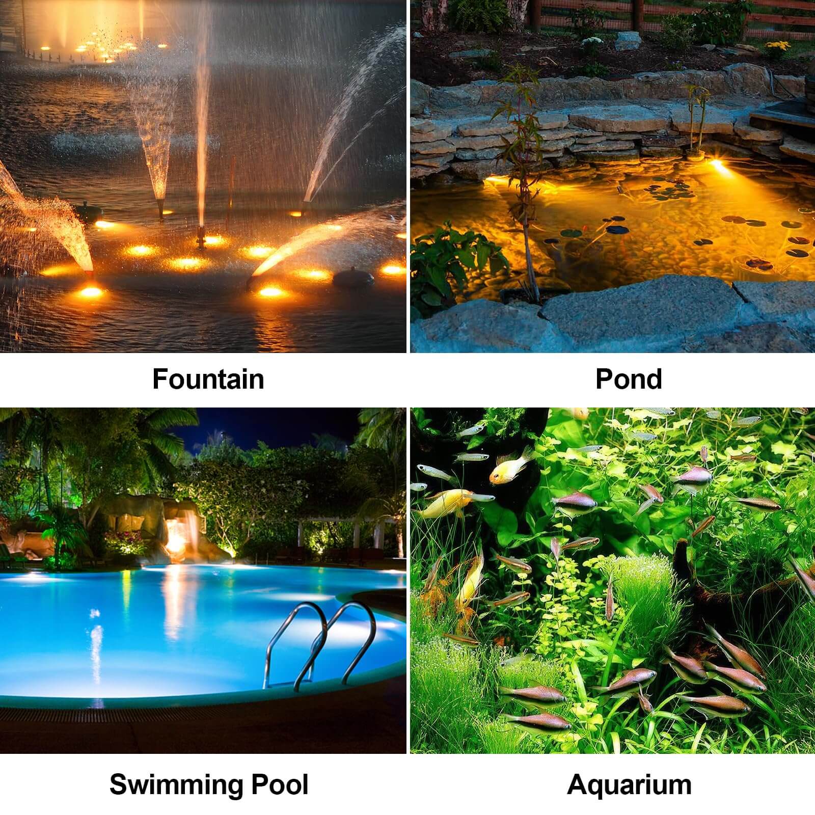 3-Head Warmwhite Underwater Solar Pond Lights
