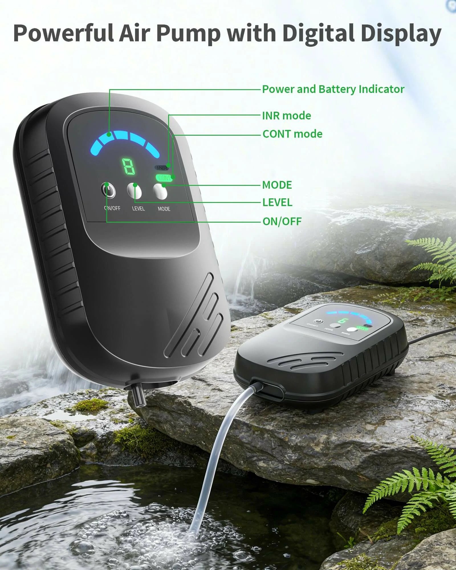 4W Solar Pond Aerator with 2200mAh Battery & Digital Display