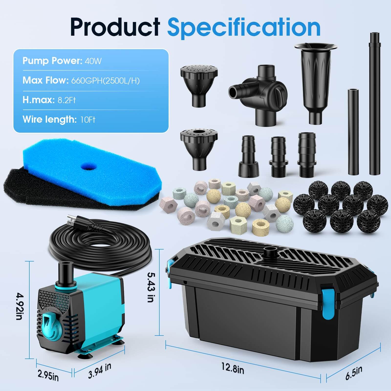 P2326 40W 660GPH AC Pond Filter Fountain