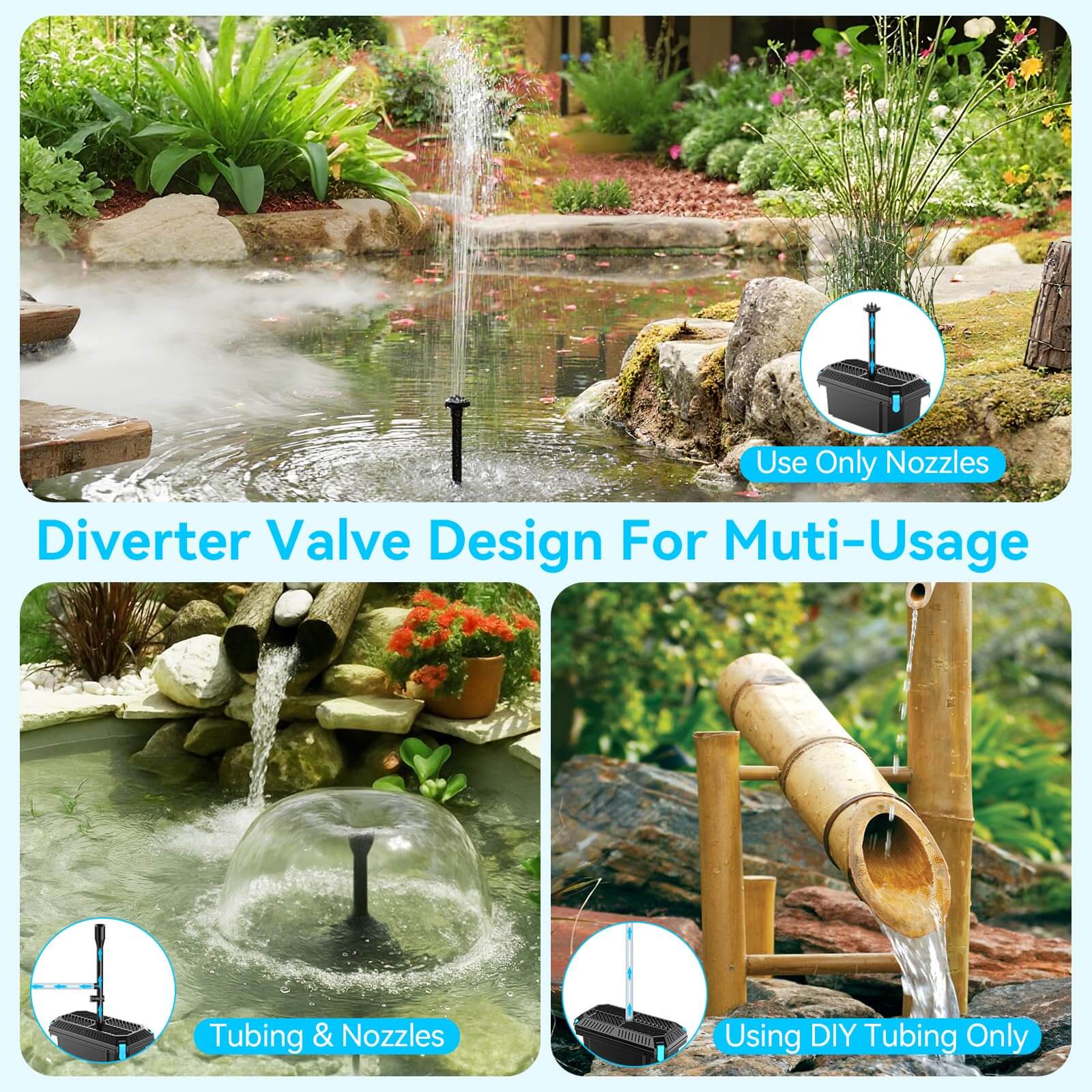 P3253 25W 320GPH Solar Pond Filter Fountain