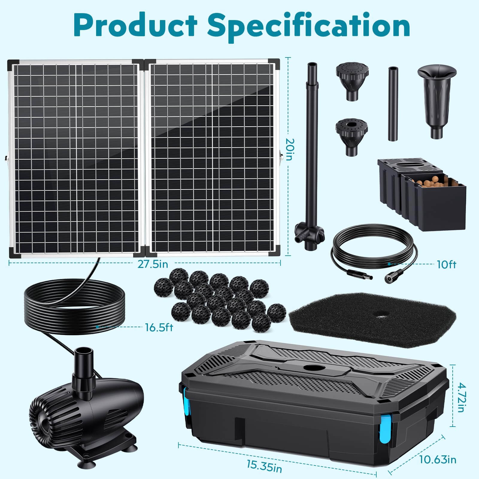 solar power pond filter,pond filter and pump solar