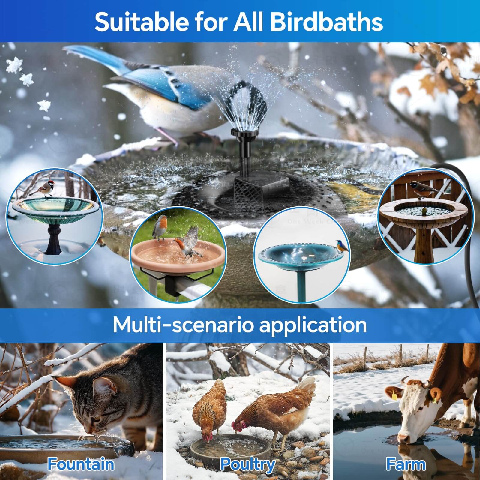 70W AC Bird Bath Heater Fountain