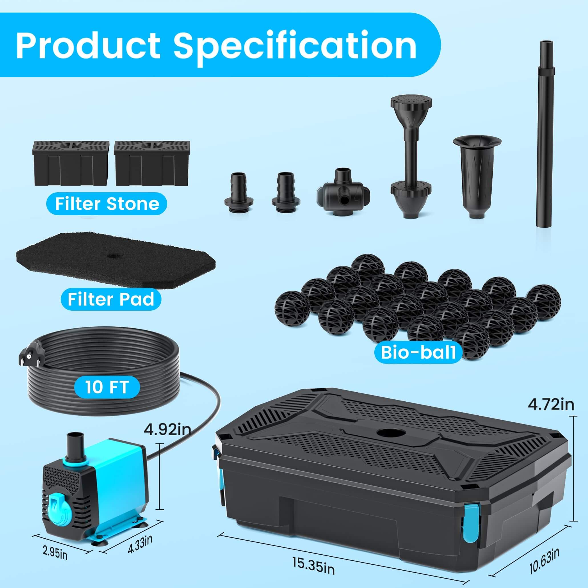 P2390 40W 660GPH AC Pond Filter Fountain