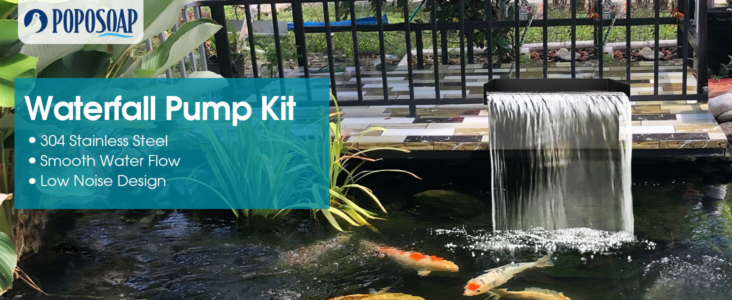 40W 660GPH Electric Waterfall Pump Kit with 12"x4.3" Spillway