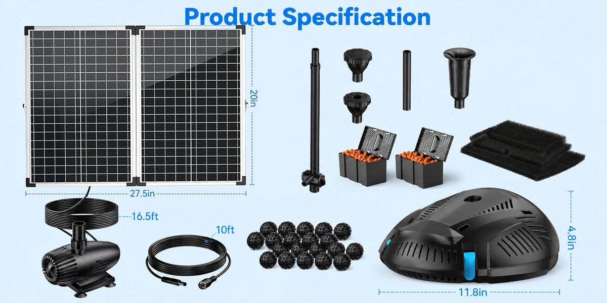 solar power filter for pond specification