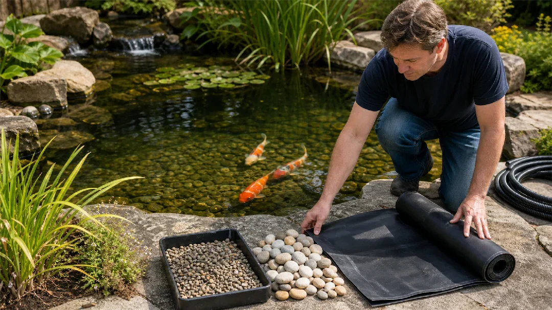 what should i put at the bottom of my fish pond