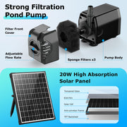 20W 320GPH Strong Filtration Pond Pump