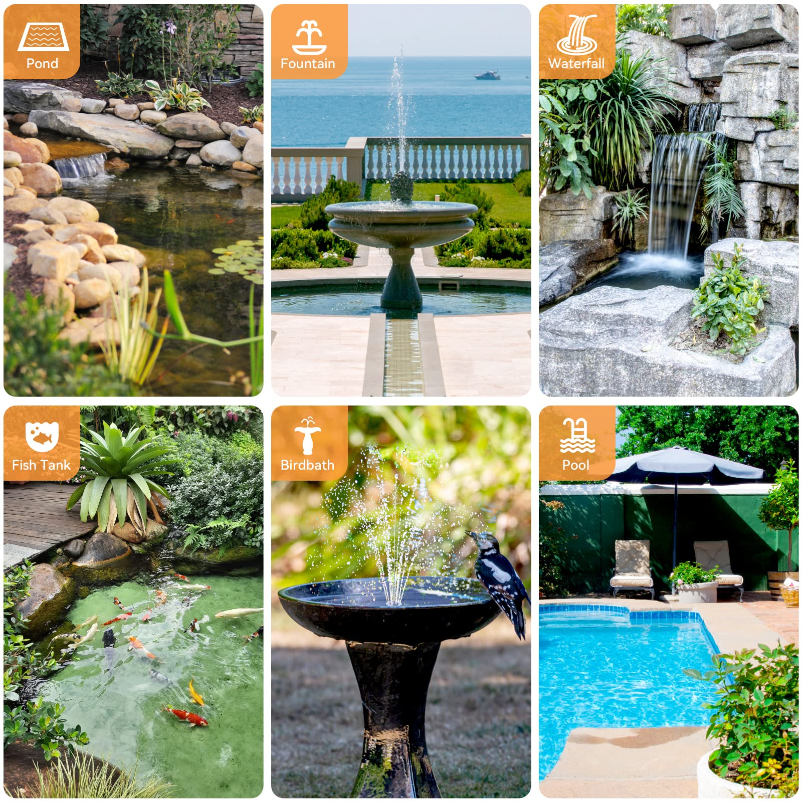 30W Solar Water Fountain Pump (Orange) for pond fountain waterfall fish tank birdbath pool