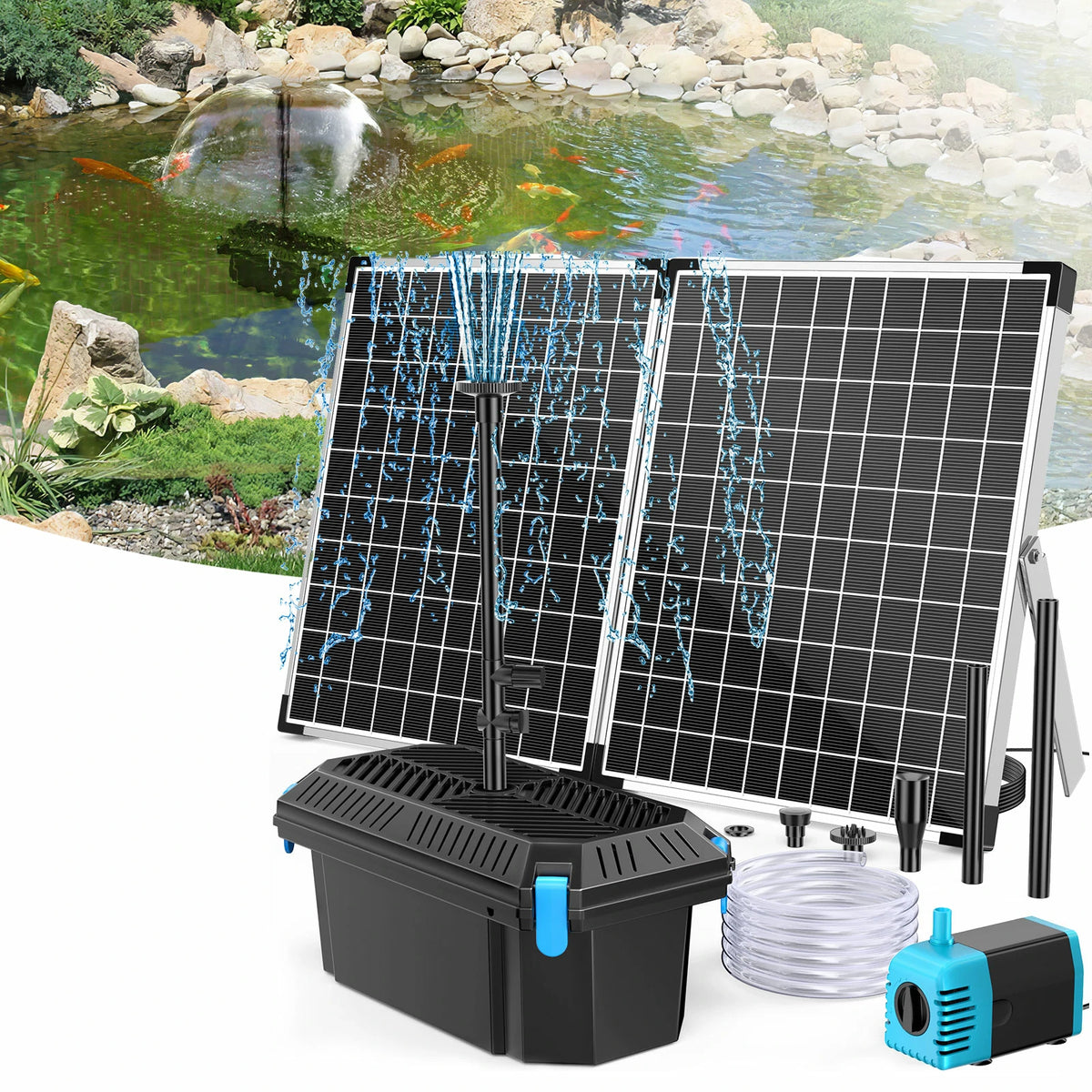 SPF326 40W 480GPH Solar Pond Filter Fountain - Poposoap