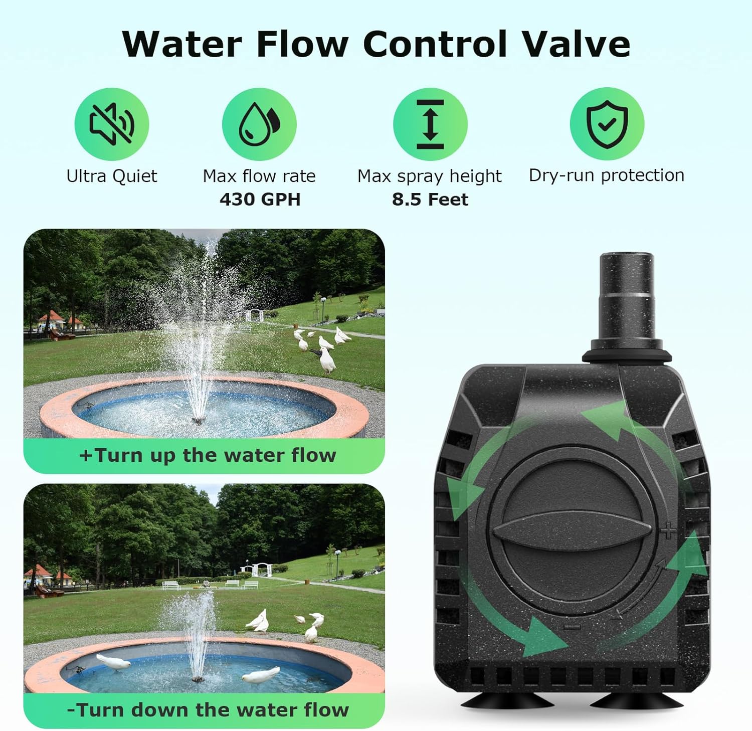 35W Solar Water Fountain Pump Water Flow Control Valve