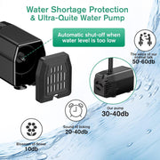 35W Solar Water Fountain Pump Water Shortage Protection Ultra Quite Water Pump