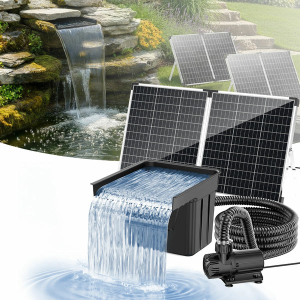120W 1600GPH Solar Waterfall Pump Kit with 12.6"x15" Spillway