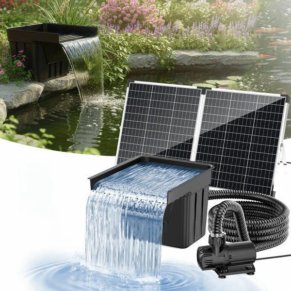 100W 1200GPH Solar Waterfall Pump Kit with 12.6"x15" Spillway