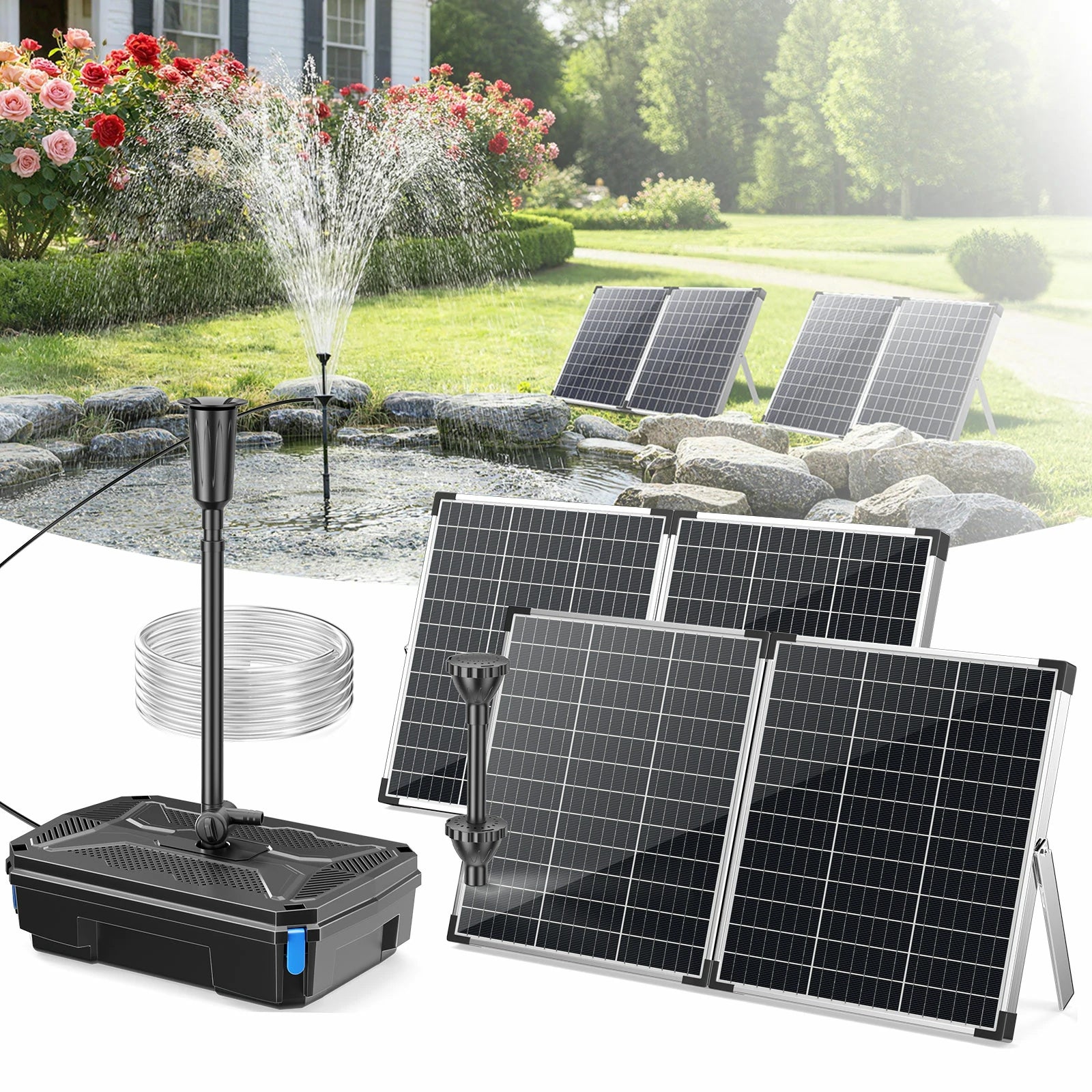 SPF390 120W 1600GPH Solar Pond Filter Fountain