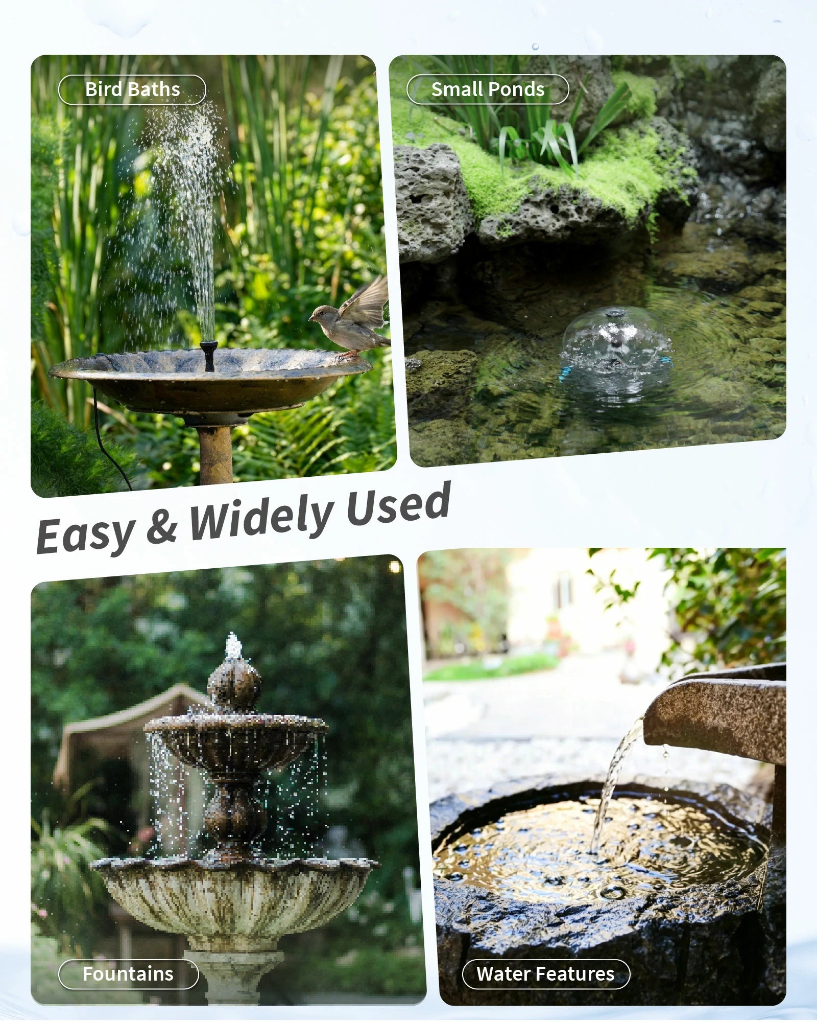8W Solar Pond Filter Fountain with Battery