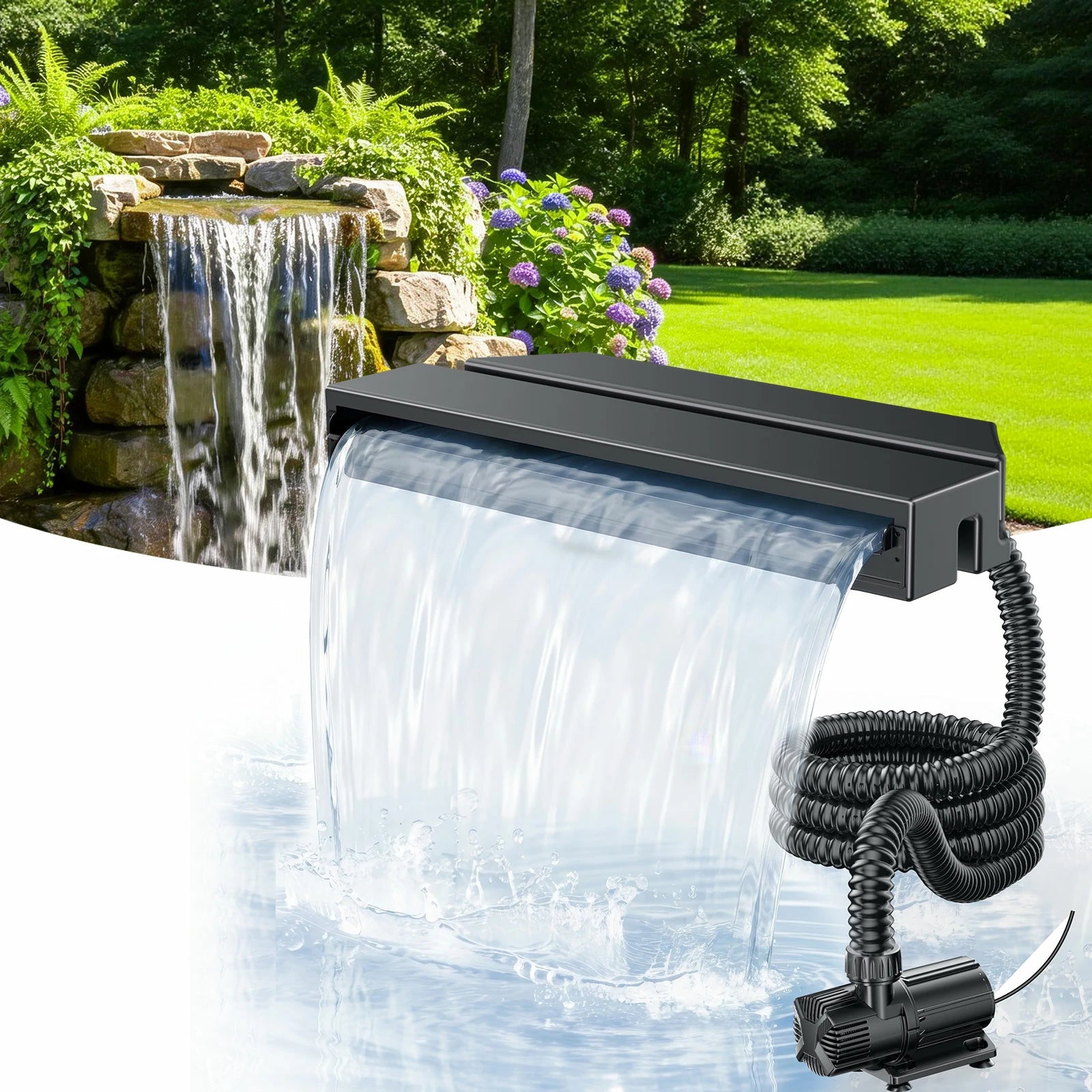 63W 1600GPH Waterfall Pump Kit with 23" Waterfall Spillway