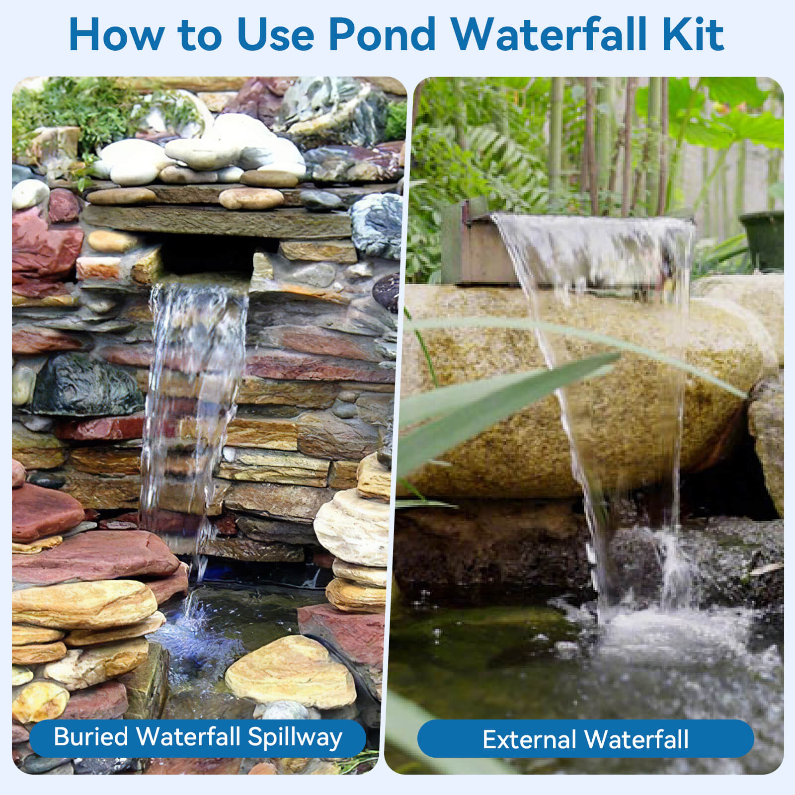 40W 660GPH Waterfall Spillway with Pond Filter Kit