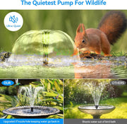6.5W Solar Water Fountain Pump - 80GPH, 8 Different Water Sprayering Nozzles The Quietest Pump for Wildlife