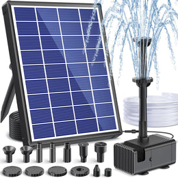 6.5W Solar Water Fountain Pump - 80GPH, 8 Sprayers