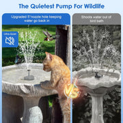 6.5W Solar Water Fountain Pump - 80GPH, 8 Sprayers Water Shortage Protection and Multi Filtration