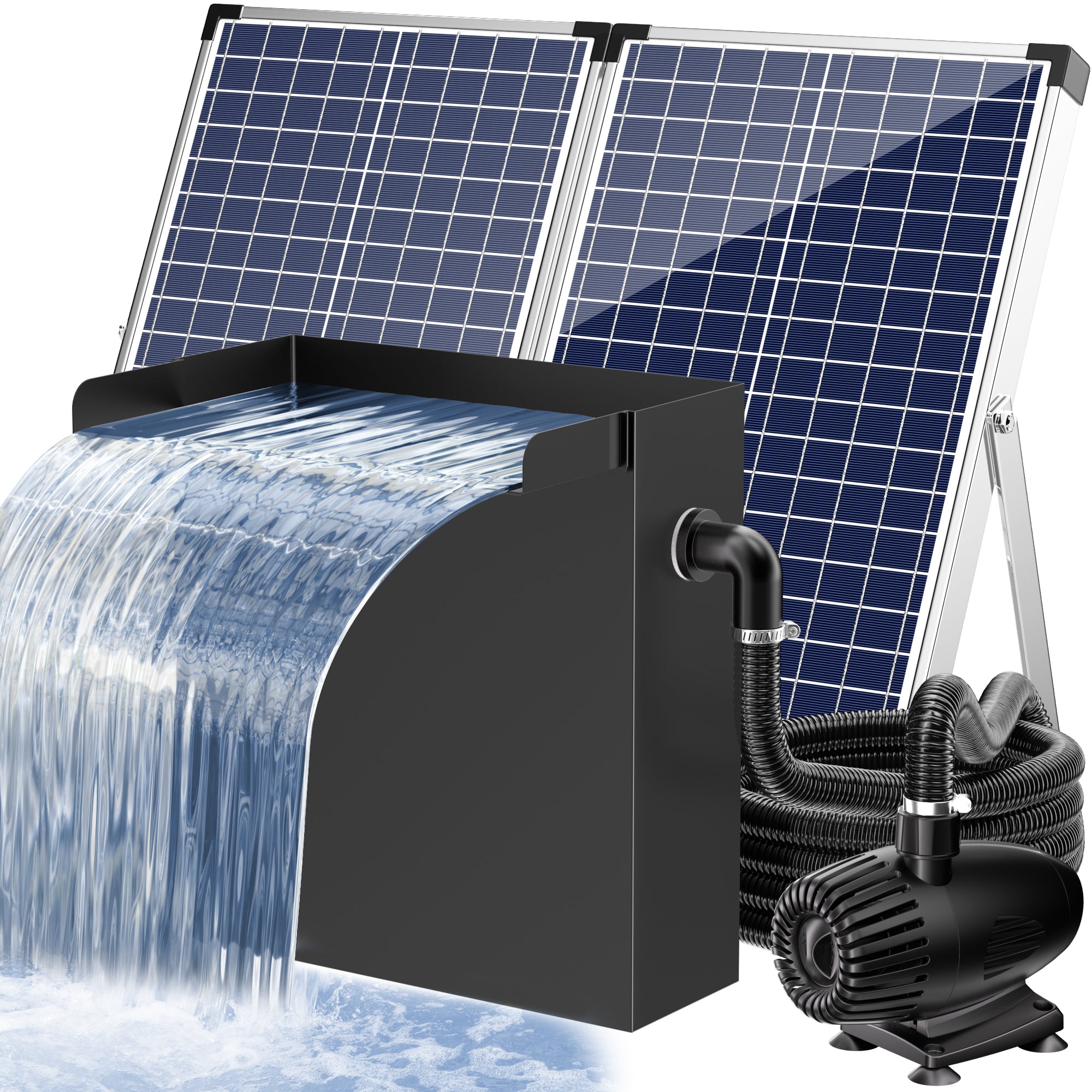 70W 580GPH Solar Waterfall Pump Kit with 12"x13.4" Spillway