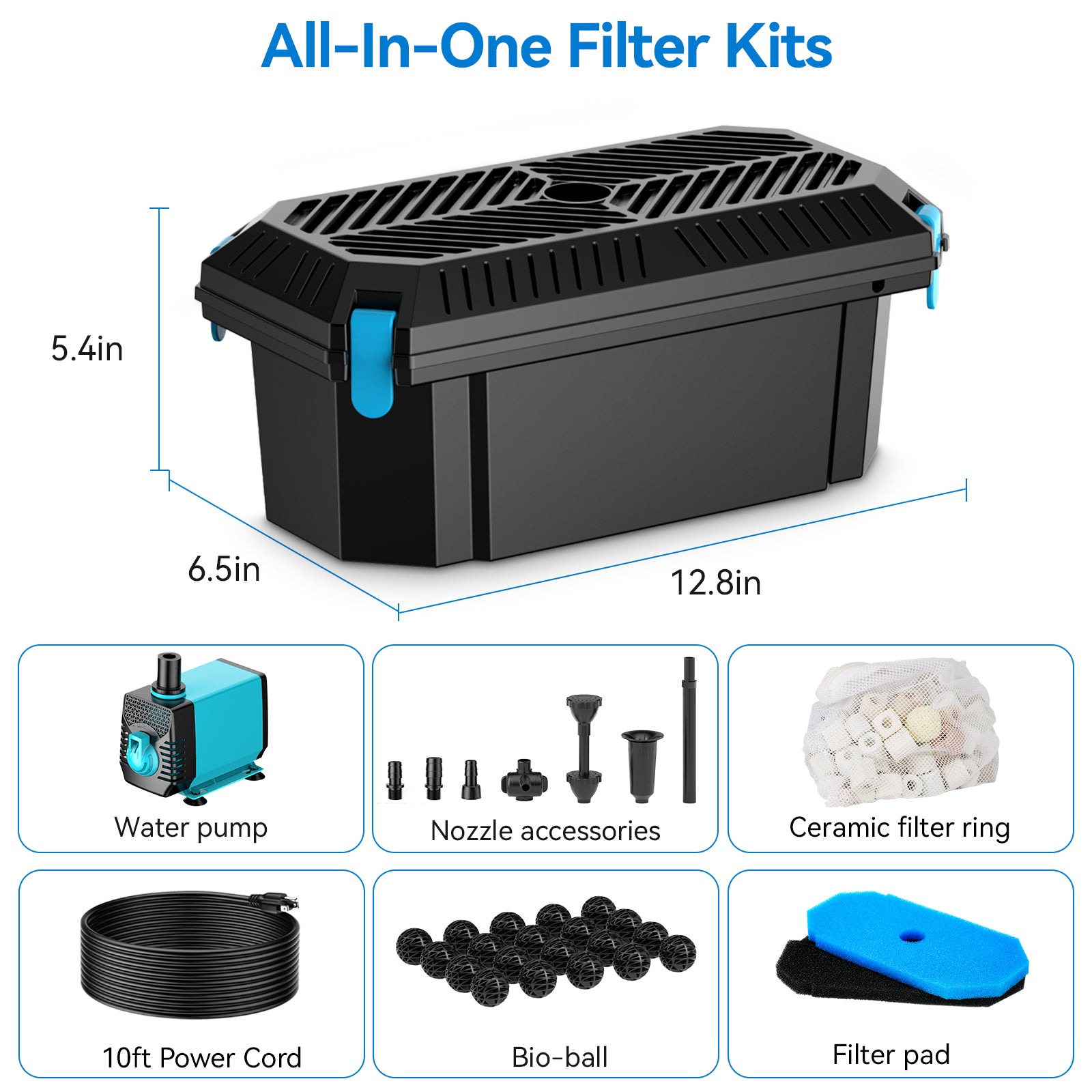 4′ x 4′ Pond Advanced Kit | 5-in-1 Filter, Waterfall, Lights, Pond Liner & Underlayment