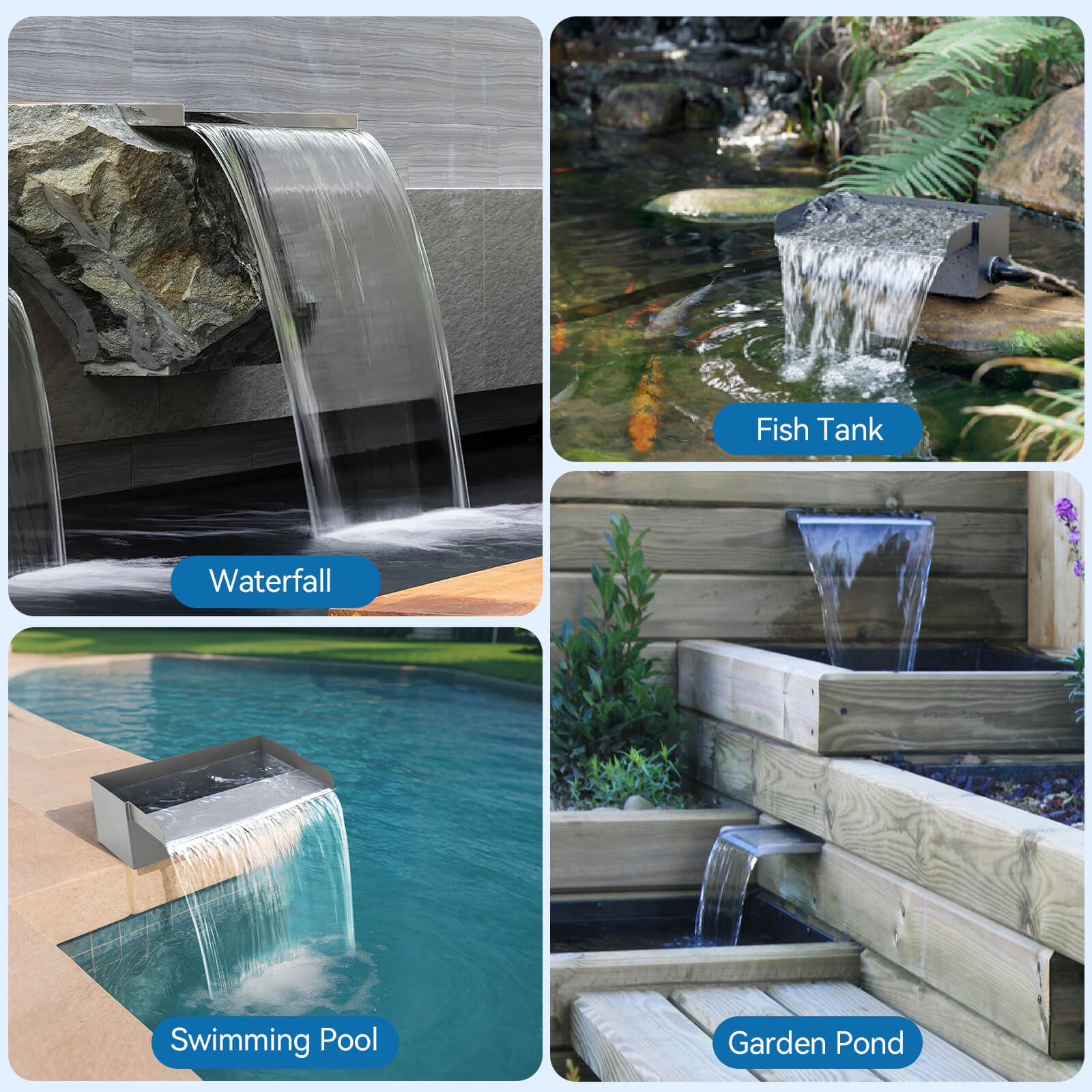 40W 660GPH Waterfall Spillway with Pond Filter Kit