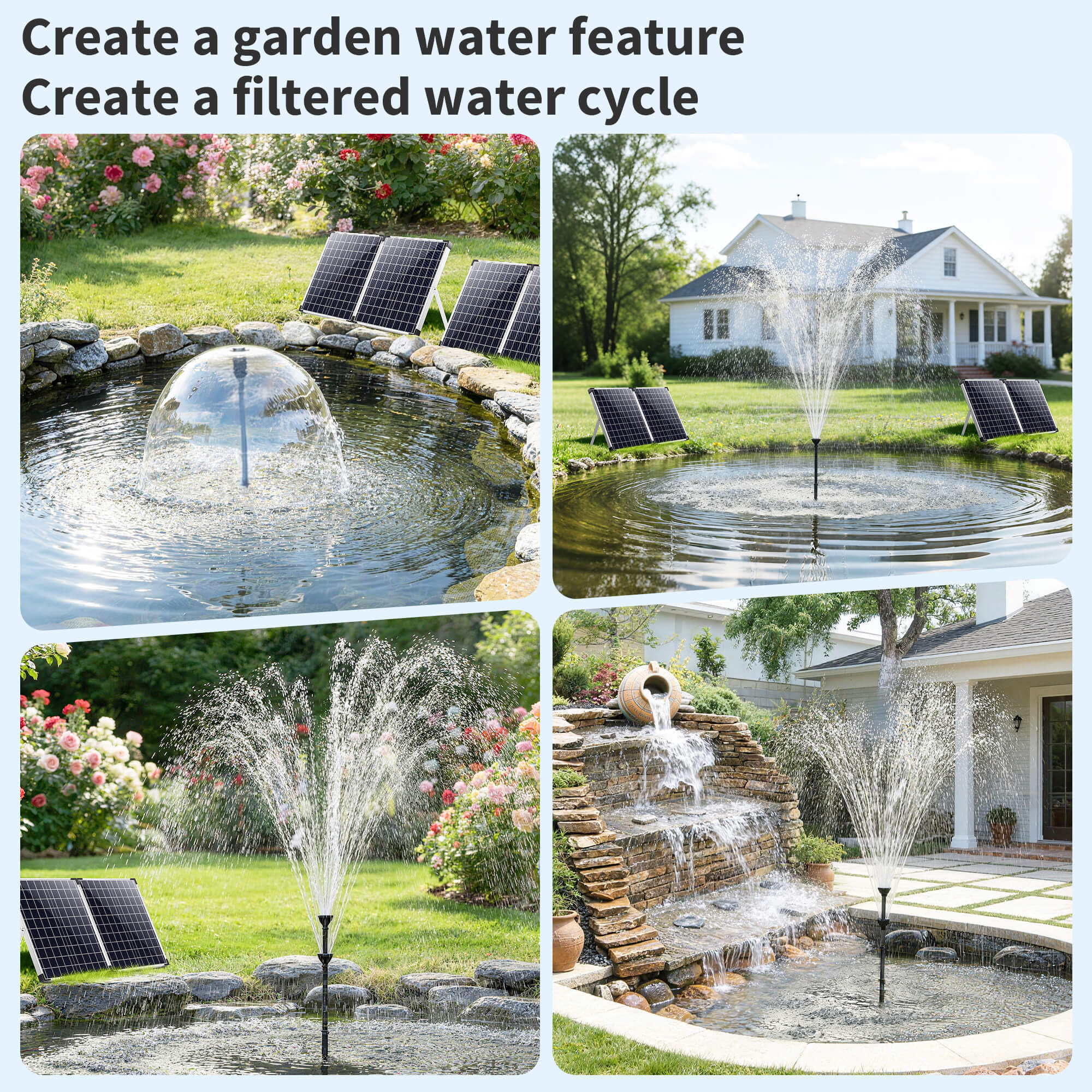 P3120 120W 1600GPH Solar Pond Filter Fountain