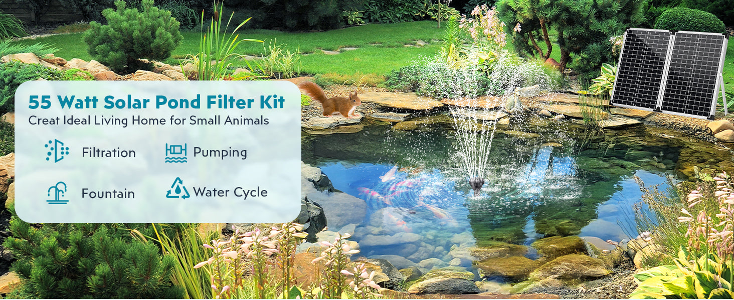 55W Solar Pond Filter Fountian Kit