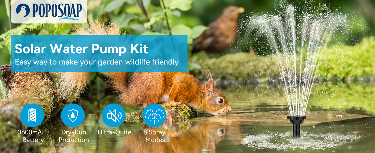 Solar Fountain for Wildlife – Attract Birds, Squirrels & Small Animals