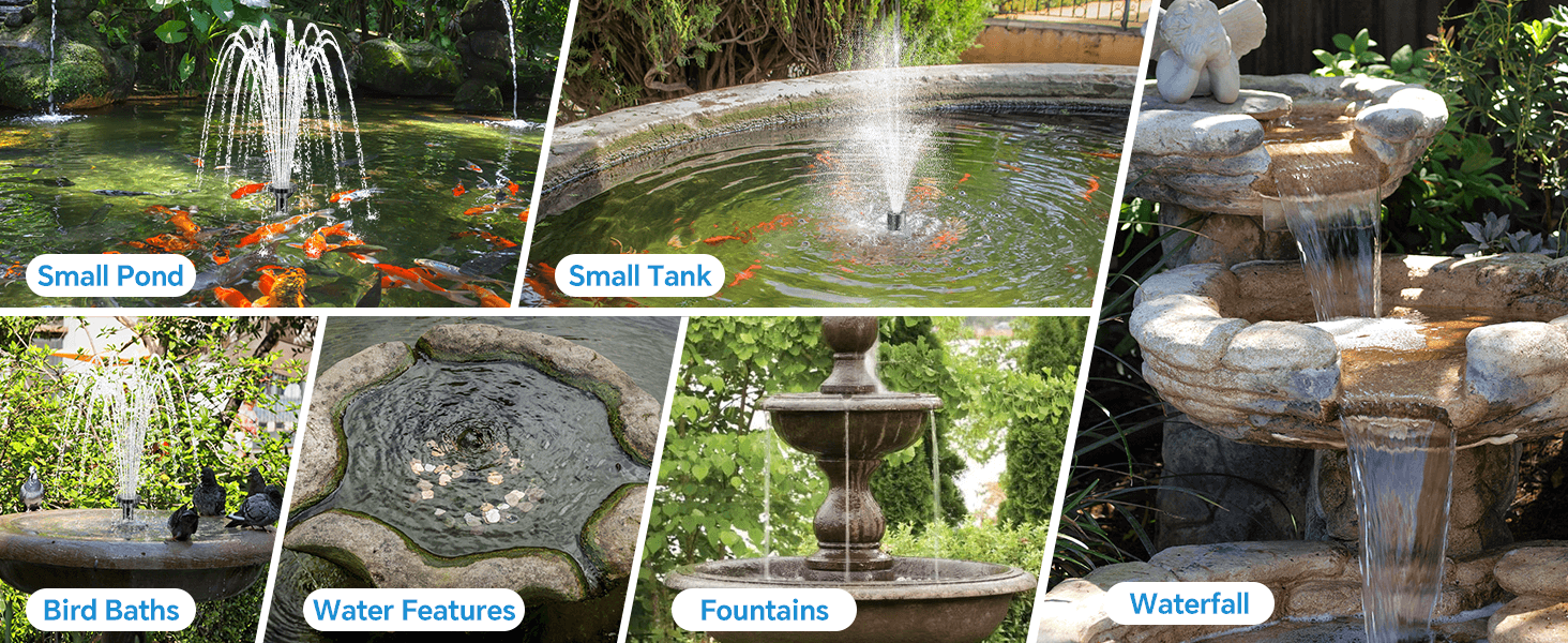 Small pond water feature using a compact solar fountain kit
